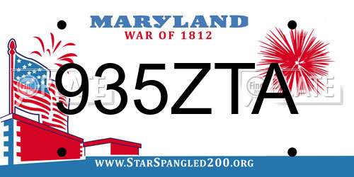 935ZTA Maryland License Plate