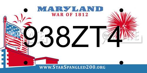 938ZT4 Maryland License Plate