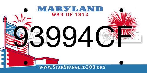 93994CF Maryland License Plate