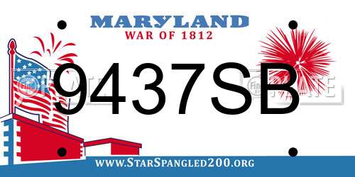 9437SB Maryland License Plate