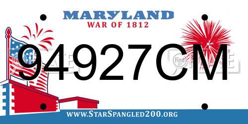 94927CM Maryland License Plate