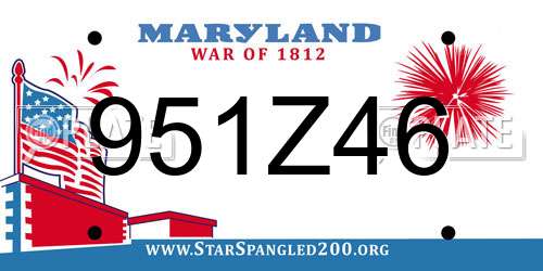 951Z46 Maryland License Plate