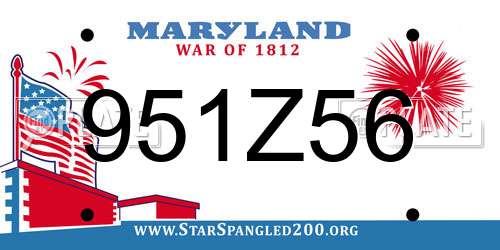 951Z56 Maryland License Plate