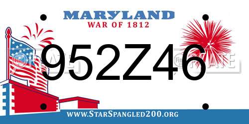 952Z46 Maryland License Plate