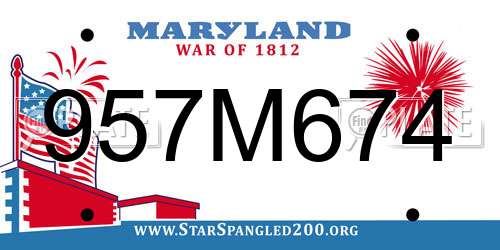 957M674 Maryland License Plate