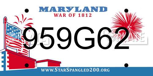 959G62 Maryland License Plate