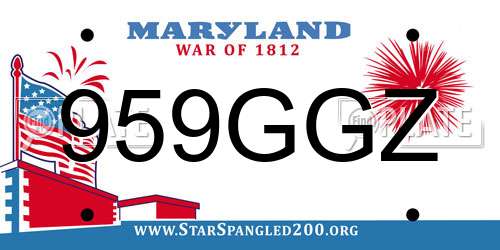 959GGZ Maryland License Plate