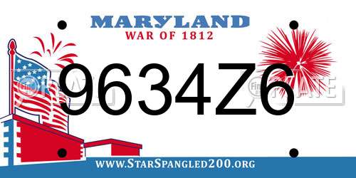 9634Z6 Maryland License Plate