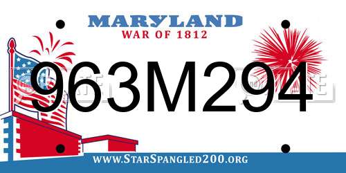 963M294 Maryland License Plate