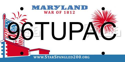 96TUPAC Maryland License Plate