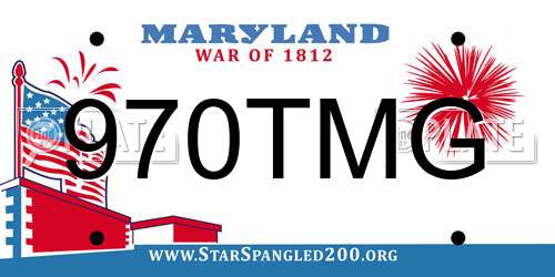 970TMG Maryland License Plate
