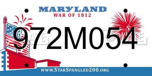 972M054 Maryland License Plate