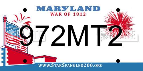 972MT2 Maryland License Plate