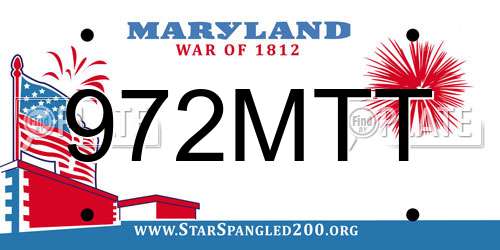 972MTT Maryland License Plate