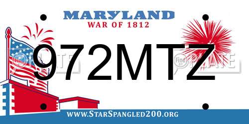 972MTZ Maryland License Plate