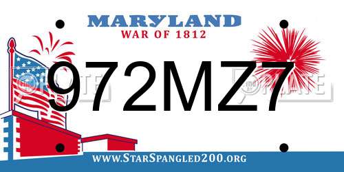 972MZ7 Maryland License Plate