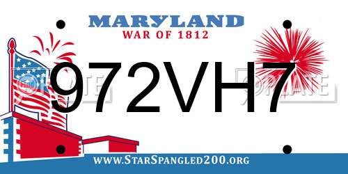 972VH7 Maryland License Plate