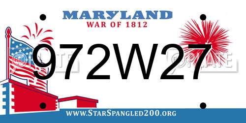 972W27 Maryland License Plate