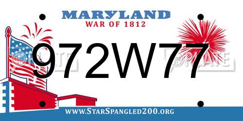972W77 Maryland License Plate