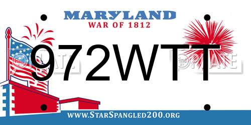 972WTT Maryland License Plate
