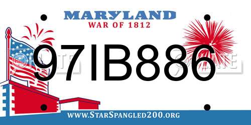 97IB886 Maryland License Plate