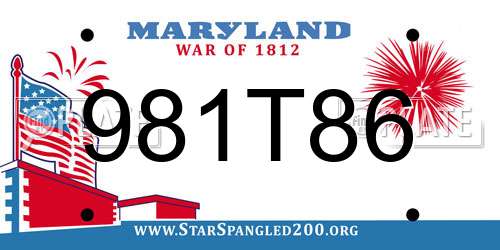 981T86 Maryland License Plate