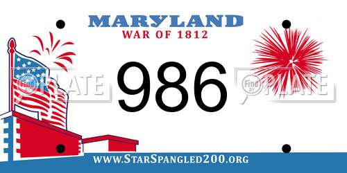 986 Maryland License Plate