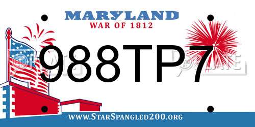 988TP7 Maryland License Plate
