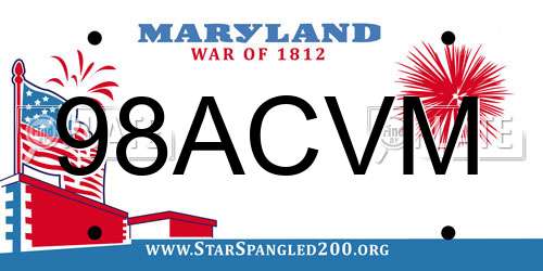 98ACVM Maryland License Plate