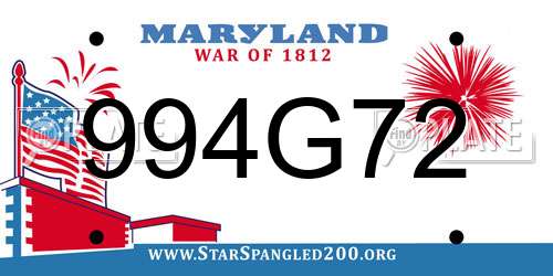 994G72 Maryland License Plate