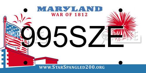 995SZE Maryland License Plate