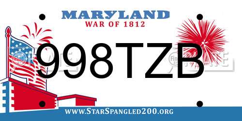 998TZB Maryland License Plate