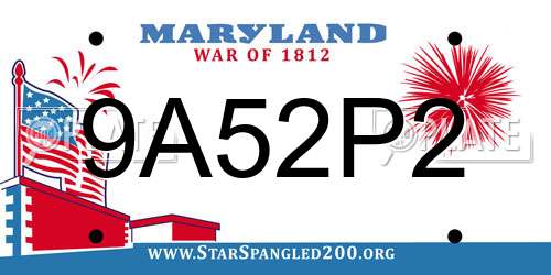 9A52P2 Maryland License Plate