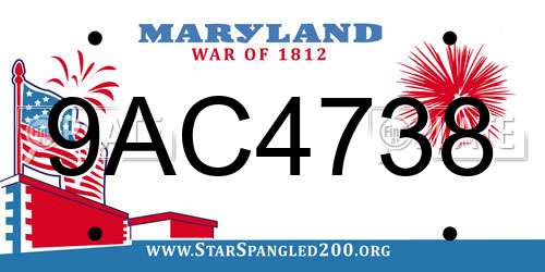 9AC4738 Maryland License Plate