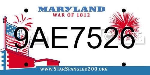 9AE7526 Maryland License Plate