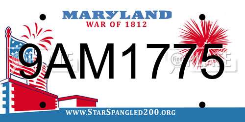 9AM1775 Maryland License Plate