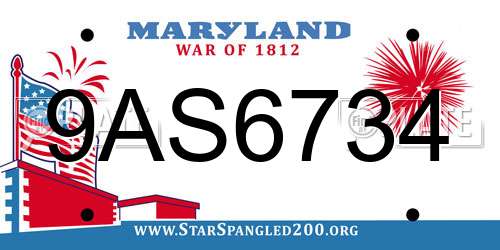 9AS6734 Maryland License Plate