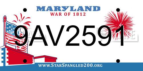 9AV2591 Maryland License Plate