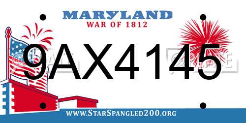 9AX4145 Maryland License Plate