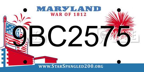 9BC2575 Maryland License Plate