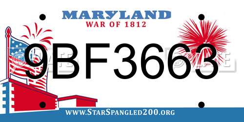 9BF3663 Maryland License Plate