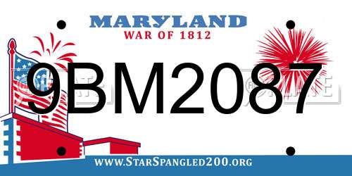 9BM2087 Maryland License Plate