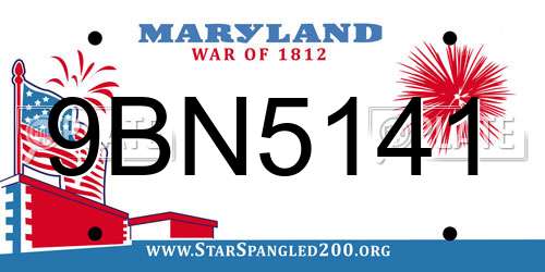 9BN5141 Maryland License Plate