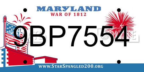 9BP7554 Maryland License Plate