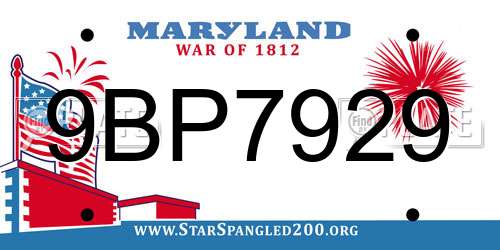 9BP7929 Maryland License Plate