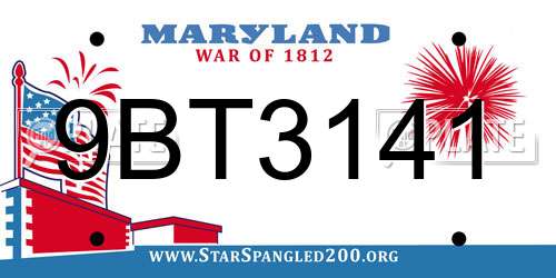 9BT3141 Maryland License Plate