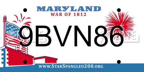 9BVN86 Maryland License Plate
