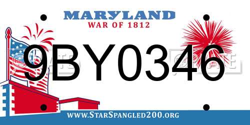 9BY0346 Maryland License Plate