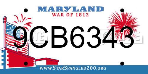 9CB6343 Maryland License Plate