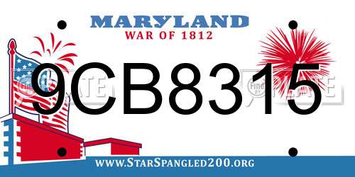9CB8315 Maryland License Plate